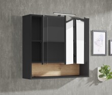 Badezimmerspiegelschrank >Liguria< in Anthrazit / Evoke Eiche - 80x72x21 (BxHxT)