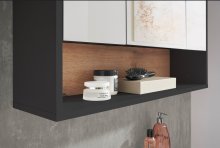 Badezimmerspiegelschrank >Liguria< in Anthrazit / Evoke Eiche - 80x72x21 (BxHxT)