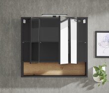 Badezimmerspiegelschrank >Liguria< in Anthrazit / Evoke Eiche - 80x72x21 (BxHxT)