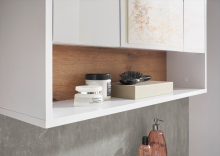 Badezimmerspiegelschrank >Liguria< in Weiß / Evoke Eiche Dekor - 80x72x21cm (BxHxT)