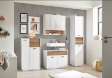 Badezimmerspiegelschrank >Liguria< in Weiß / Evoke Eiche Dekor - 80x72x21cm (BxHxT)