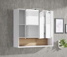Badezimmerspiegelschrank >Liguria< in Weiß / Evoke Eiche Dekor - 80x72x21cm (BxHxT)