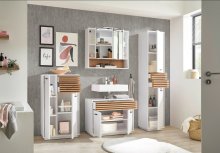 Badezimmerspiegelschrank >Liguria< in Weiß / Evoke Eiche Dekor - 80x72x21cm (BxHxT)