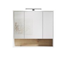 Badezimmerspiegelschrank >Liguria< in Weiß / Evoke Eiche Dekor - 80x72x21cm (BxHxT)