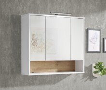 Badezimmerspiegelschrank >Liguria< in Weiß / Evoke Eiche Dekor - 80x72x21cm (BxHxT)