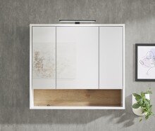Badezimmerspiegelschrank >Liguria< in Weiß / Evoke Eiche Dekor - 80x72x21cm (BxHxT)