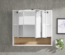 Badezimmerspiegelschrank >Liguria< in Weiß / Evoke Eiche Dekor - 80x72x21cm (BxHxT)