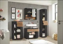 Badezimmer-Set >Liguria< (4-tlg.) in Anthrazit /...