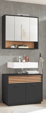 Badezimmer-Set >Liguria< (2-tlg.) in Anthrazit / Evoke Eiche Dekor - 80x191x40 (BxHxT)