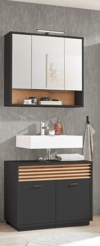 Badezimmer-Set >Liguria< (2-tlg.) in Anthrazit / Evoke Eiche Dekor - 80x191x40 (BxHxT)