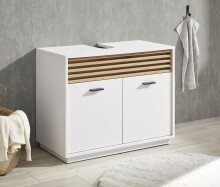 Badezimmer-Set >Liguria< (2-tlg.) in Weiß / Evoke Eiche Dekor - 80x191x40 (BxHxT)