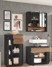 Badezimmer-Set >Liguria< (3-tlg.) in Anthrazit / Evoke Eiche Dekor - 160x191x40 (BxHxT)