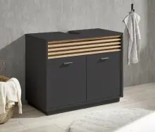 Badezimmer-Set >Liguria< (3-tlg.) in Anthrazit / Evoke Eiche Dekor - 160x191x40 (BxHxT)