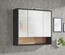 Badezimmer-Set >Liguria< (3-tlg.) in Anthrazit / Evoke Eiche Dekor - 160x191x40 (BxHxT)