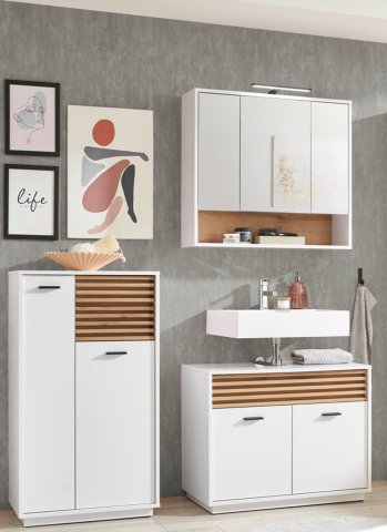 Badezimmer-Set >Liguria< (3-tlg.) in Weiß / Evoke Eiche Dekor - 160x191x40 (BxHxT)