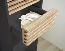 Badezimmer-Set >Liguria< (3-tlg.) in Anthrazit / Evoke Eiche Dekor - 140x191x40 (BxHxT)
