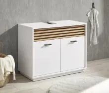 Badezimmer-Set >Liguria< (3-tlg.) in Weiß / Evoke Eiche Dekor - 140x191x40 (BxHxT)