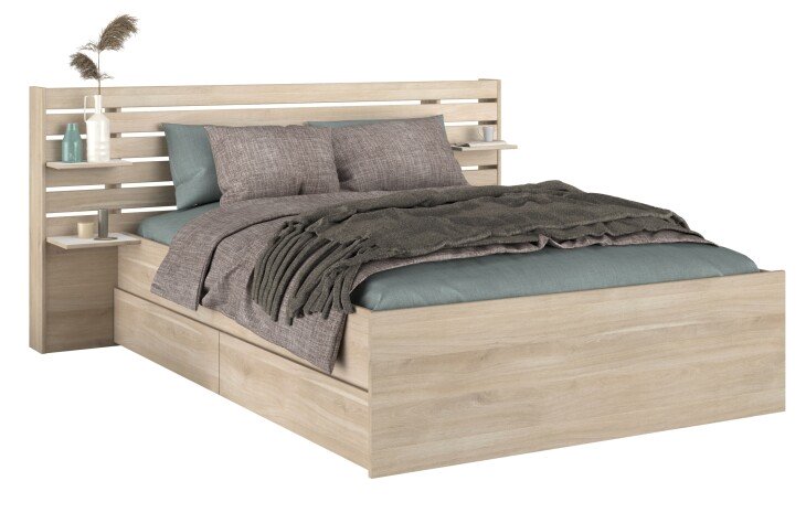 Stauraumbett >Escale 4< in Eiche Nachbildung - 217x99x236cm (BxHxT)