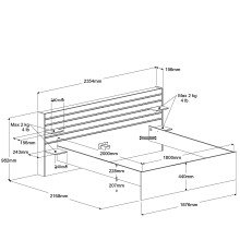 Stauraumbett >Escale 4< in Eiche Nachbildung - 217x99x236cm (BxHxT)
