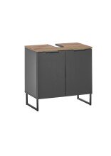 Badezimmer-Set >Denver< (4-tlg.) in schwarz / Evoke Eiche Dekor - 200x195x35 (BxHxT)