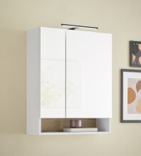 Badezimmer-Set >Denver< (4-tlg.) in weiß matt / Evoke Eiche Dekor - 200x195x35 (BxHxT)