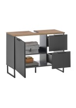 Badezimmer-Set >Denver< (4-tlg.) in schwarz / Evoke Eiche Dekor - 220x195x35 (BxHxT)