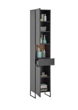 Badezimmer-Set >Denver< (4-tlg.) in schwarz / Evoke Eiche Dekor - 220x195x35 (BxHxT)
