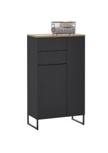 Badezimmer-Set >Denver< (4-tlg.) in schwarz / Evoke Eiche Dekor - 220x195x35 (BxHxT)