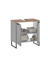 Badezimmer-Set >Denver< (2-tlg.) in grau matt / Evoke Eiche Dekor - 60x195x35 (BxHxT)