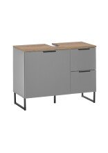 Badezimmer-Set >Denver< (2-tlg.) in grau matt / Evoke Eiche Dekor - 80x195x35 (BxHxT)