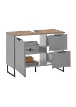 Badezimmer-Set >Denver< (2-tlg.) in grau matt / Evoke Eiche Dekor - 80x195x35 (BxHxT)
