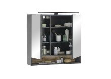 Badezimmer-Set >Denver< (2-tlg.) in schwarz / Evoke Eiche Dekor - 80x195x35 (BxHxT)