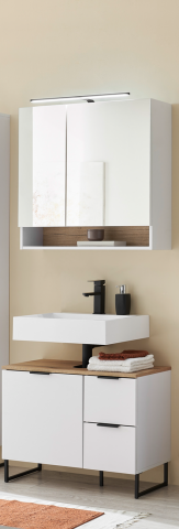 Badezimmer-Set >Denver< (2-tlg.) in weiß / Evoke Eiche Dekor - 80x195x35 (BxHxT)
