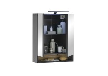 Badezimmer-Set >Denver< (3-tlg.) in schwarz / Evoke Eiche Dekor - 140x195x35 (BxHxT)