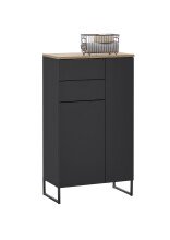 Badezimmer-Set >Denver< (3-tlg.) in schwarz / Evoke Eiche Dekor - 140x195x35 (BxHxT)