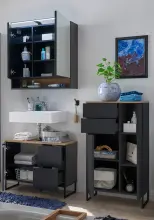 Badezimmer-Set >Denver< (3-tlg.) in schwarz matt /...