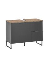 Badezimmer-Set >Denver< (3-tlg.) in schwarz matt / Evoke Eiche Dekor - 160x195x35 (BxHxT)