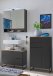 Badezimmer-Set >Denver< (3-tlg.) in schwarz matt / Evoke Eiche Dekor - 160x195x35 (BxHxT)