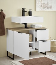 Badezimmer-Set >Denver< (3-tlg.) in weiß matt / Evoke Eiche Dekor - 160x195x35 (BxHxT)