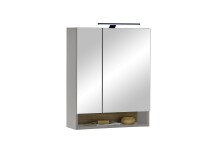 Badezimmer-Set >Denver< (3-tlg.) in grau matt / Evoke Eiche Dekor - 120x195x35 (BxHxT)