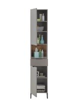 Badezimmer-Set >Denver< (3-tlg.) in grau matt / Evoke Eiche Dekor - 120x195x35 (BxHxT)