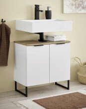 Badezimmer-Set >Denver< (3-tlg.) in weiß matt / Evoke Eiche Dekor - 120x195x35 (BxHxT)