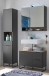 Badezimmer-Set >Denver< (3-tlg.) in schwarz matt / Evoke Eiche Dekor - 140x195x35 (BxHxT)