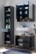 Badezimmer-Set >Denver< (3-tlg.) in schwarz matt / Evoke Eiche Dekor - 140x195x35 (BxHxT)