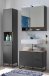 Badezimmer-Set >Denver< (3-tlg.) in schwarz matt / Evoke Eiche Dekor - 140x195x35 (BxHxT)