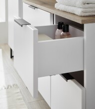 Badezimmer-Set >Denver< (3-tlg.) in weiß matt / Evoke Eiche Dekor - 140x195x35 (BxHxT)