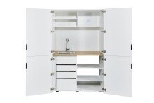 Miniküche >Heidelberg< 4 Türen, 3 Schübe, Weiß, kompakt & funktional - 124x200x70cm (BxHxT)