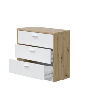 Kombikommode >Kommo< Schreibtisch Asteiche Dekor / Artik Weiß - 130x75x40 (BxHxT)