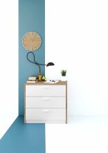Kombikommode >Kommo< Schreibtisch Asteiche Dekor / Artik Weiß - 130x75x40 (BxHxT)