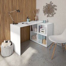 Regal-Schreibtisch >WS Armony< Eckschreibtisch, 4 Fächer, in Artik Weiß - 152x74x49 (BxHxT)